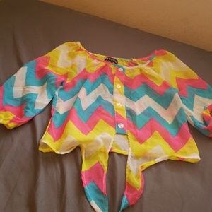 Colorful Tie in Front Top